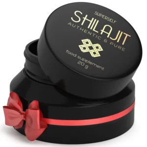 A 20g jar of pure, purified shilajit resin, offering 200 servings of natural minerals and fulvic acid, ethically harvested at high altitude.
