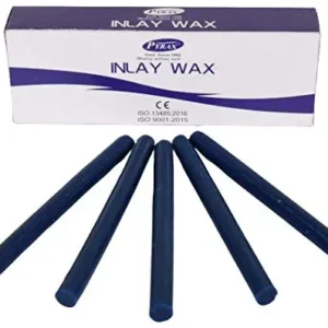 PYRAX blue inlay wax sticks, ideal for detailed dental modeling of crowns, bridges, inlays, and onlays, crafted from a blend of hydrocarbon waxes for easy carving.