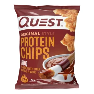 This is a pack of Quest BBQ protein chips, offering a high-protein and low-carb alternative to traditional chips with a satisfying crunch and savory BBQ flavor.