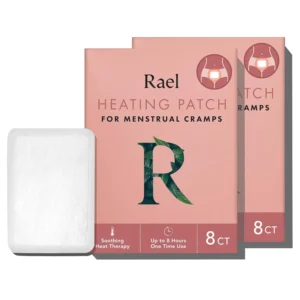 Rael herbal heating patches provide discreet and effective cramp relief with a thin design perfect for on-the-go use, infused with rose, lemon, and jasmine oil for soothing heat therapy.