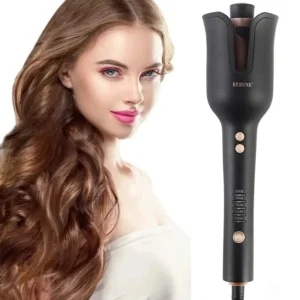 The REBUNE automatic hair curler has a ceramic barrel with adjustable temperature settings up to 450℉ for creating beautiful, damage-free curls.