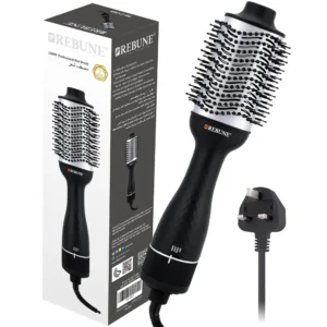 The REBUNE hot air brush styles, dries, and volumizes hair with ceramic and ionic technology, reducing frizz and damage for salon-quality results.