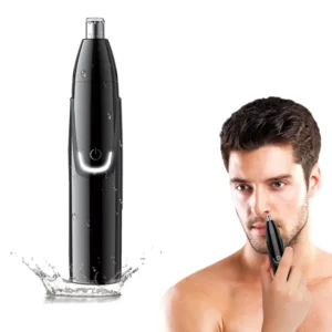 This rechargeable nose hair trimmer effectively and comfortably removes unwanted hair from nose, ears, eyebrows, beard, and face.