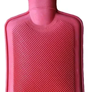 This is a single-sided ribbed, high-quality, red rubber hot water bottle manufactured to BS1970:2012 standards, with a 1-litre capacity and a 2-year guarantee.