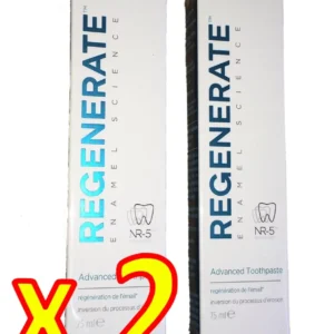 Two tubes of Regenerate Enamel Science Advanced Toothpaste, each containing 75ml, to help regenerate enamel and protect teeth.