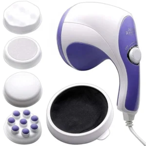 Electric full body massager with three interchangeable massage heads for targeted pain relief and ultimate relaxation.