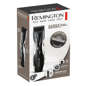 This Remington beard trimmer features advanced ceramic-coated blades, a pop-up detail trimmer, an adjustable zoom wheel, nine length settings, and provides up to 40 minutes of cordless use for precise beard and stubble styling.