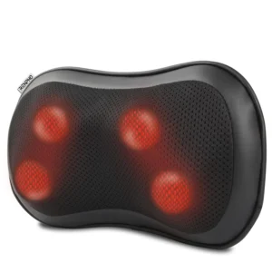 Relax with the RENPHO back massager featuring deep kneading shiatsu massage nodes, soothing heat, and adjustable speeds for neck, shoulder, and back pain relief at home, in the car, or at the office.
