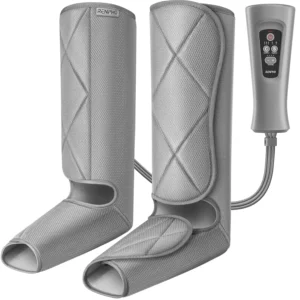 The RENPHO leg and foot massager provides muscle tension relief with adjustable modes and intensities, offering a relaxing at-home massage experience for improved circulation.