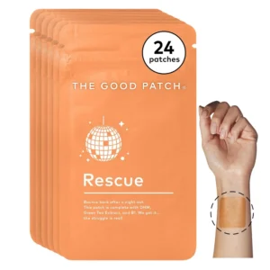 The Good Patch Rescue recovery patches with DHM, Vitamin B1 and Green Tea are a plant-powered wearable wellness solution to support you after a night out, offering sustained release and simple ingredients.