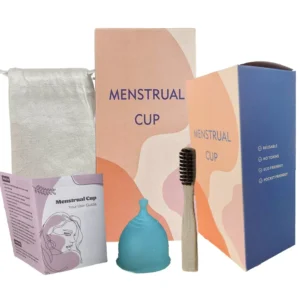 A small, soft, and flexible reusable menstrual cup made of medical-grade silicone, offering up to 12 hours of protection.