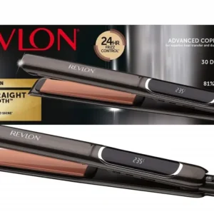 The Revlon copper hair straightener with extra-long floating plates styles hair with less damage and more shine.