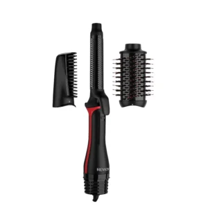 Revlon One-Step Blow-Dry Multi Styler with three interchangeable attachments to dry, curl, and volumize hair with less heat damage.