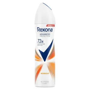 Rexona Women HI-Impact Workout antiperspirant deodorant spray provides 72-hour sweat and odor protection with MotionSense technology, keeping you fresh and confident.