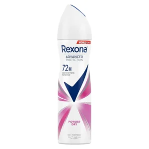 Rexona Women Powder Dry Antiperspirant Deodorant Spray provides 72-hour sweat and odor protection with MotionSense technology.