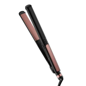 The Conair INFINITIPRO rose gold ceramic flat iron features extra-long, wide plates with 30 heat settings for creating sleek, shiny styles on all hair types.