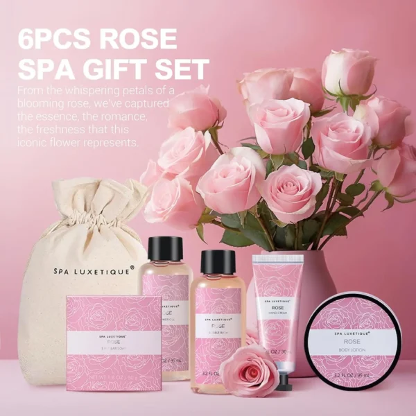 Spa Gift Set for Women - Rose Travel Spa Kit