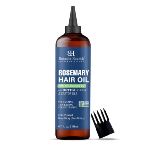 Botanic Hearth rosemary oil for hair growth helps strengthen hair follicles, fight hair loss, and nourish the scalp for thicker, healthier hair.