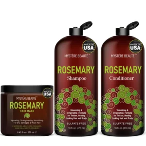 Rosemary shampoo and conditioner set with hair mask, perfect gifts for women and best friends seeking hair growth and hydration.