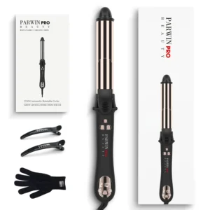 This automatic rotating hair curler features a nano titanium coating for even heat distribution and creates shiny, soft curls with adjustable temperature control and a 360° swivel cable for effortless styling.