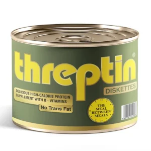 This is a 275 gram package of RSINC Threpti protein supplement powder diskettes.