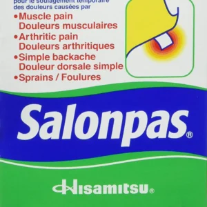 Salonpas pain relieving patch provides up to 8 hours of temporary relief for minor aches and pains of muscles and joints with its portable, no-mess design and active ingredients like camphor, menthol, and methyl salicylate.