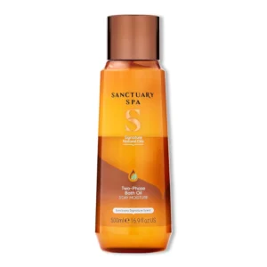 Indulge in a moisturising bath with Sanctuary Spa Two Phase Bath Oil, a vegan and cruelty-free formula enriched with natural oils and skin-softening milk, leaving skin silky and hydrated for up to 3 days with a calming jasmine, grapefruit, and vanilla scent.