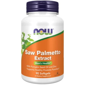 Now Foods Saw Palmetto softgels with pumpkin seed oil and zinc support healthy prostate and reproductive function in men.