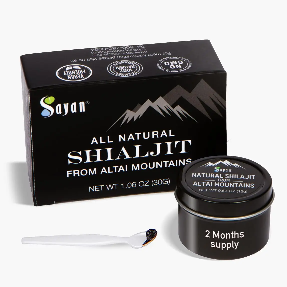 Sayan pure shilajit resin, harvested in the Altai Mountains, provides fulvic acid and trace minerals for immune support, energy, and detoxification, shown in a dark glass jar.