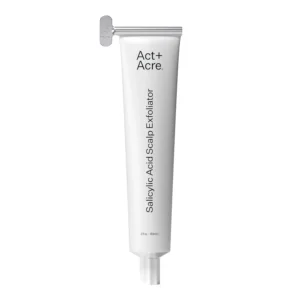 ACT+ACRE scalp exfoliator with BHA salicylic acid gently removes build-up and soothes an itchy, flaky scalp.