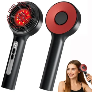Cordless electric scalp massager with oil applicator and display screen, features shiatsu massage, IPX7 waterproof design, and promotes hair growth through deep head massage.