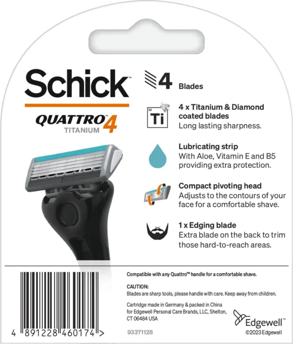 Quattro Razor Brand Logo Schick Quattro Titanium Razor Refills - 4 Count