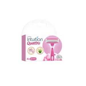 Schick Quattro for Women razor blade refills with four ultrathin blades, aloe, and Vitamin E for a smooth, comfortable shave.