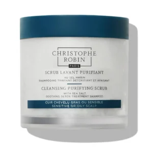 Christophe Robin sea salt scalp scrub detoxifies, soothes itchy scalps, removes buildup, and gently exfoliates.