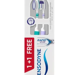 A Sensodyne family pack toothbrush with soft bristles, flexing for gentle enamel and gum protection while effectively cleaning teeth and helping to avoid overbrushing.