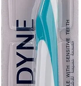 A multi-colored Sensodyne toothbrush with extra soft bristles, designed for sensitive teeth and gum care.