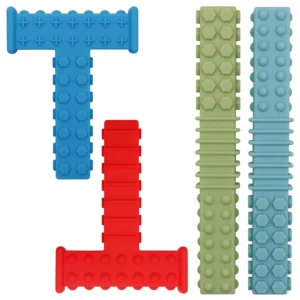 A set of colorful, safe, food-grade silicone sensory chew toys designed for autistic children and babies to soothe teething discomfort and redirect chewing habits.