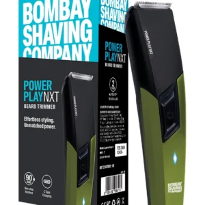 The Bombay Shaving Company Power Play NXT Trimmer in green offers 90 minutes of cordless use, Type C charging, and includes six comb attachments for varied beard lengths.