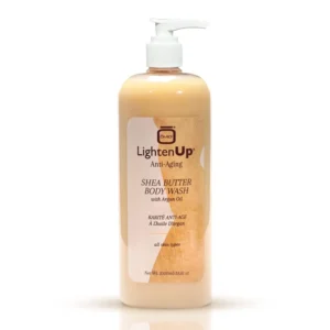 LightenUp shea butter body wash with argan and coconut oil is an anti-aging formula that moisturizes, softens, and nourishes your skin while gently cleansing away bacteria.