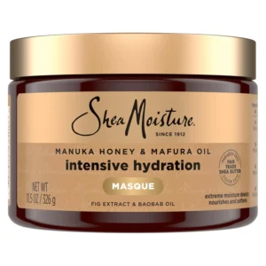 SheaMoisture Manuka Honey and Mafura Oil hair masque deeply conditions and hydrates dry, damaged hair, leaving it stronger and frizz-free.
