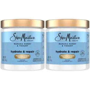 Shea Moisture Manuka Honey and Yogurt hair mask deeply conditions, repairs, and hydrates dry, damaged hair while reducing breakage and frizz.