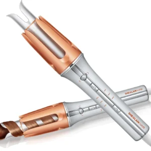 The SHEGLAM automatic curling iron creates fast, smooth, and shiny curls with its ceramic coating and adjustable temperature settings for all hair types.