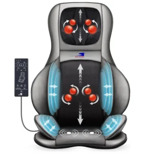 Enjoy a customizable, deep-kneading Shiatsu massage with heat, air compression, rolling, and vibration for full body relaxation using this 3D massage seat cushion.