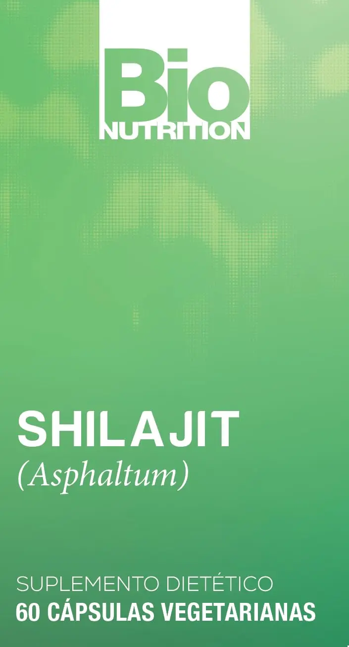 Bottle of Bio Nutrition Shilajit capsules, a two-month supply of Himalayan-sourced supplement to support daily wellness, suitable for vegetarians and free from common allergens.