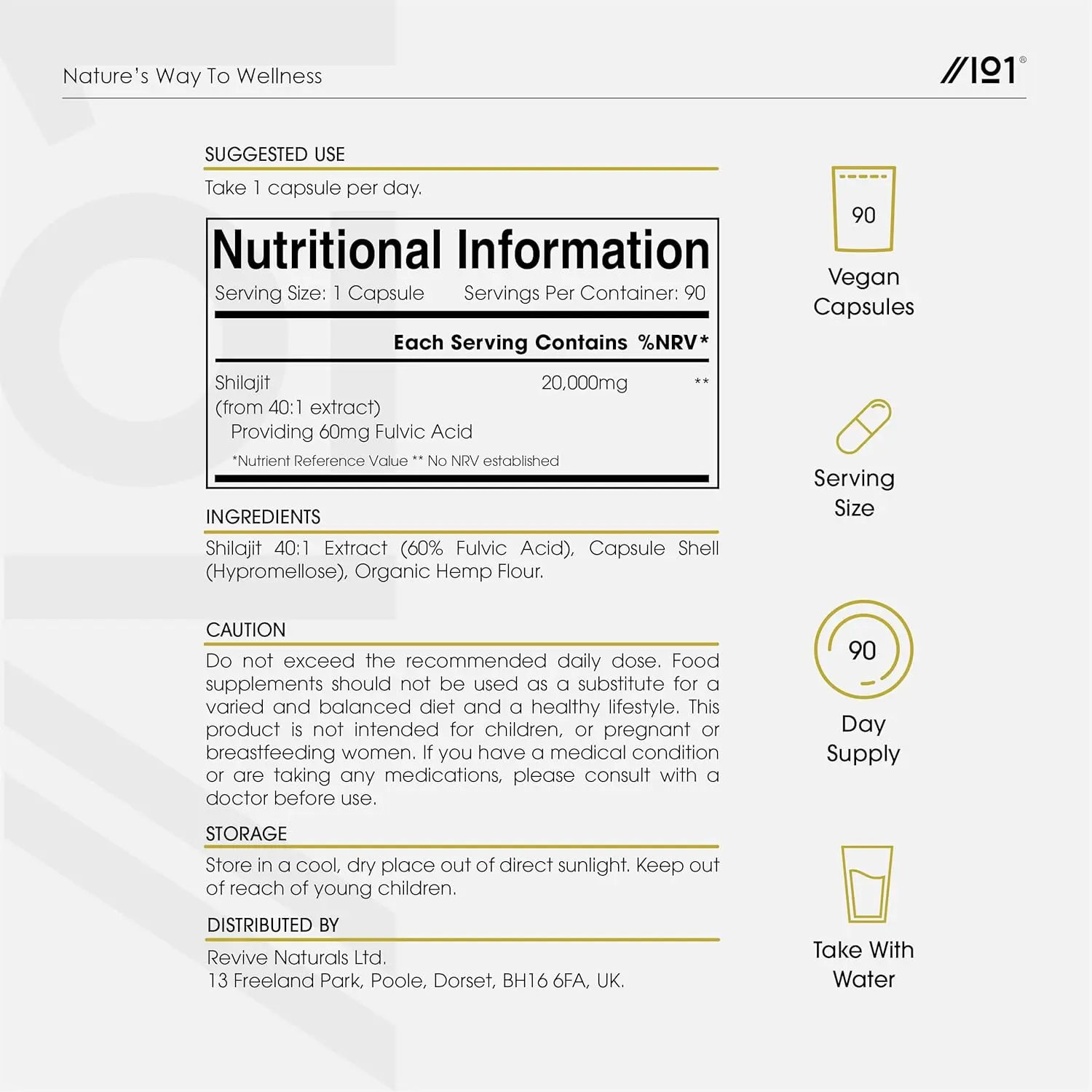 Alpha01 Shilajit extract capsules, providing 6000mg of Himalayan Shilajit resin with 180mg of naturally occurring fulvic acid per serving, are vegan, non-GMO, and come in a resealable pouch.