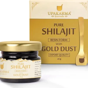 Upakarma Ayurveda Shilajit Gold Resin with gold dust promotes immunity, energy, strength, stamina, and overall health.