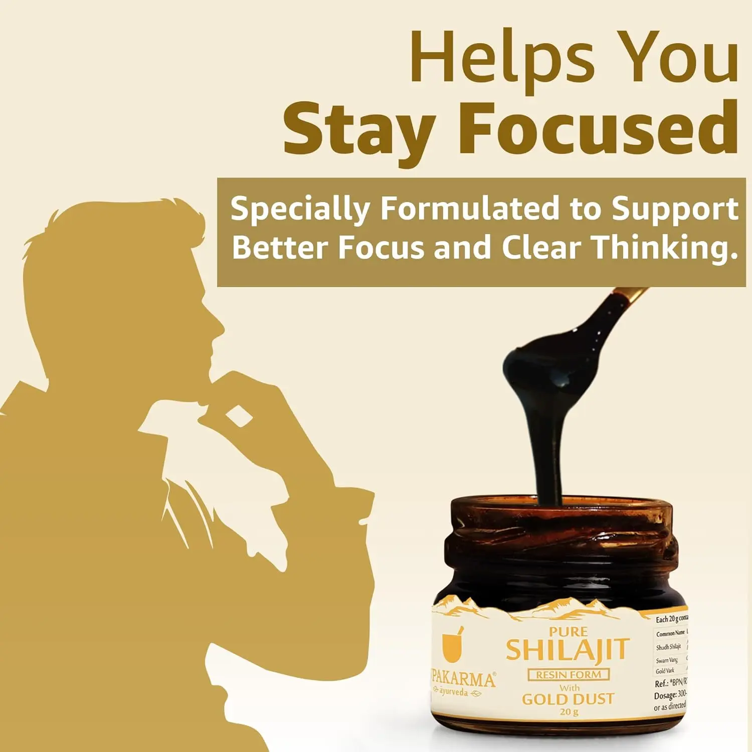 Upakarma Ayurveda Shilajit Gold Resin with gold dust promotes immunity, energy, strength, stamina, and overall health.