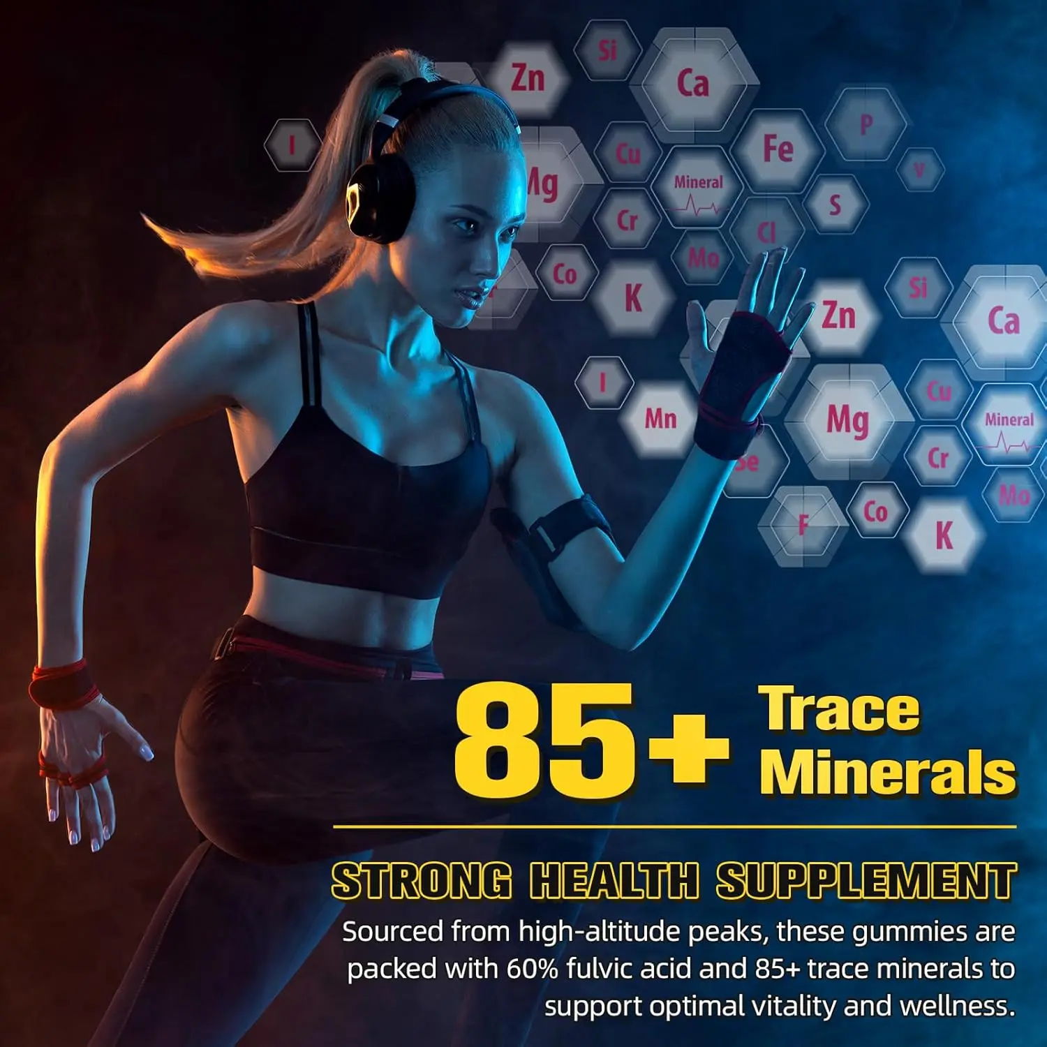 Bottle of Shilajit gummies containing 3000mg of shilajit and 60 gummies.