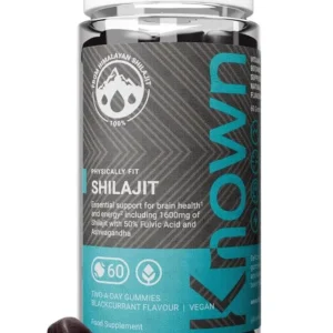 Delicious blackcurrant flavored shilajit gummies with 1600mg of Himalayan Shilajit, 50% fulvic acid, ashwagandha, vitamin B6, B12, and zinc for energy, metabolism, and immune support, suitable for vegan and halal diets.