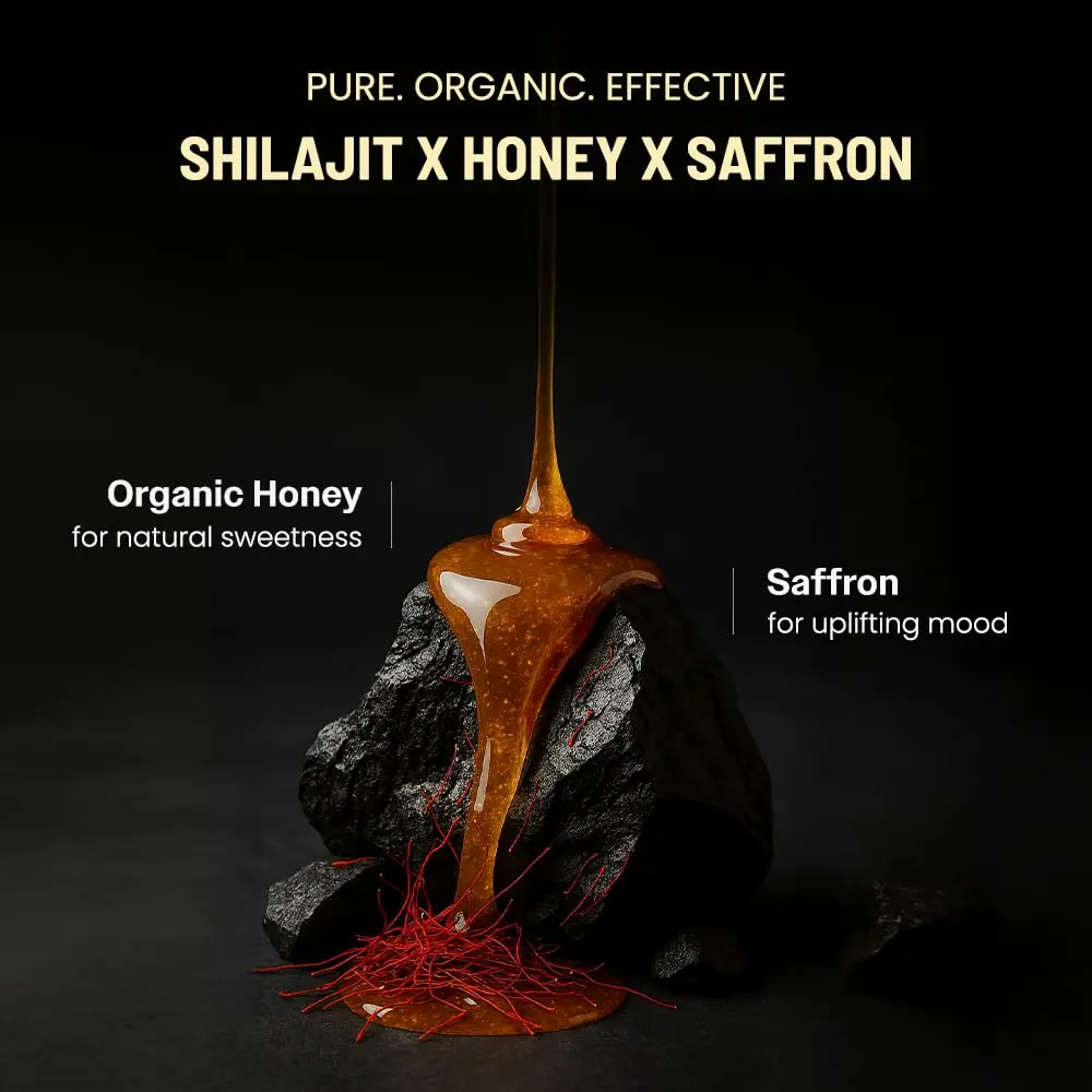 Anecdote Shilajit honey sticks with organic honey and saffron provide a natural energy boost, support immunity, and improve mental focus with 75% fulvic acid and 85+ trace minerals.